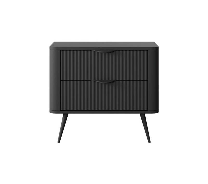 99rooms Nachttisch Talan (Nachtkommode, Nachttischschrank), Modern, 2 Schubladen, Griffe und Füße aus Metall in schwarz von 99rooms