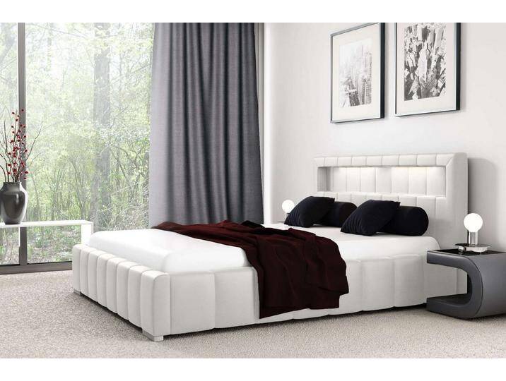 99rooms Polsterbett Jonas (Schlafzimmerbett, Bett), 120/140/160/180/200x200 cm, mit Lattenrost, weiß, ohne Bettkasten, Weiß von 99rooms