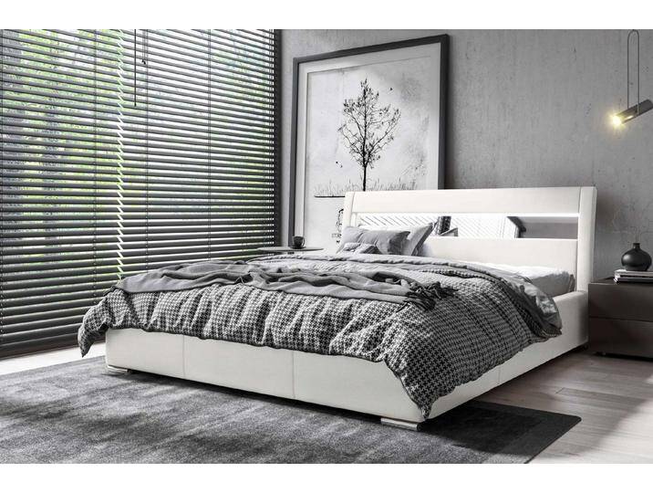 99rooms Polsterbett Kensley (Schlafzimmerbett, Bett), inkl. LED-Beleuchtung, mit Lattenrost, weiß, ohne Bettkasten, Weiß von 99rooms