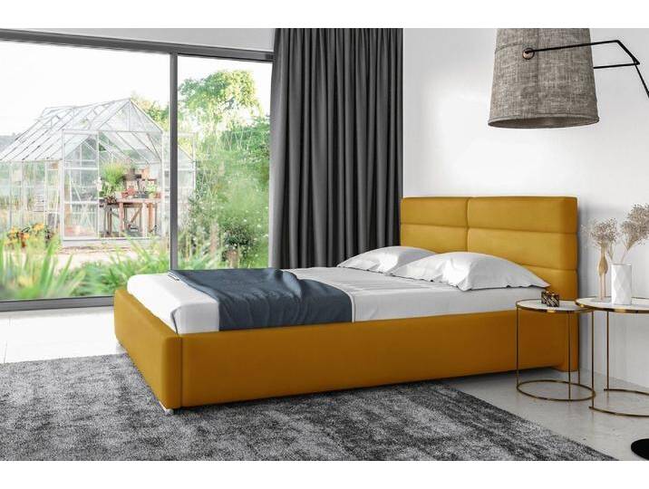 99rooms Polsterbett Odalys (Schlafzimmerbett, Bett), 120/140/160/180/200x200 cm, mit Lattenrost, gelb, ohne Bettkasten, Gelb von 99rooms