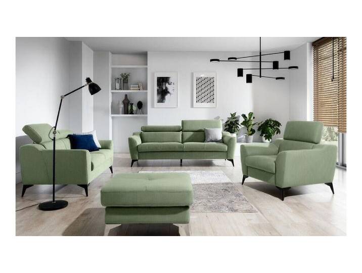99rooms Polstergarnitur Pendleton, (Set (4-tlg), Couchgarnitur), 2-Sitzer Sofa, 3-Sitzer Sofa, Hocker und Sessel, Kopfteilverstellung, Minze von 99rooms