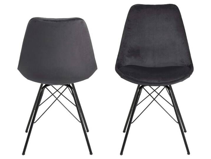 99rooms Polsterstuhl Ires II (Esszimmerstuhl, Küchenstuhl (2-St), Modern Design, Vic Stoff, Gestell matt schwarz Stahl, grau, Dunkelgrau von 99rooms