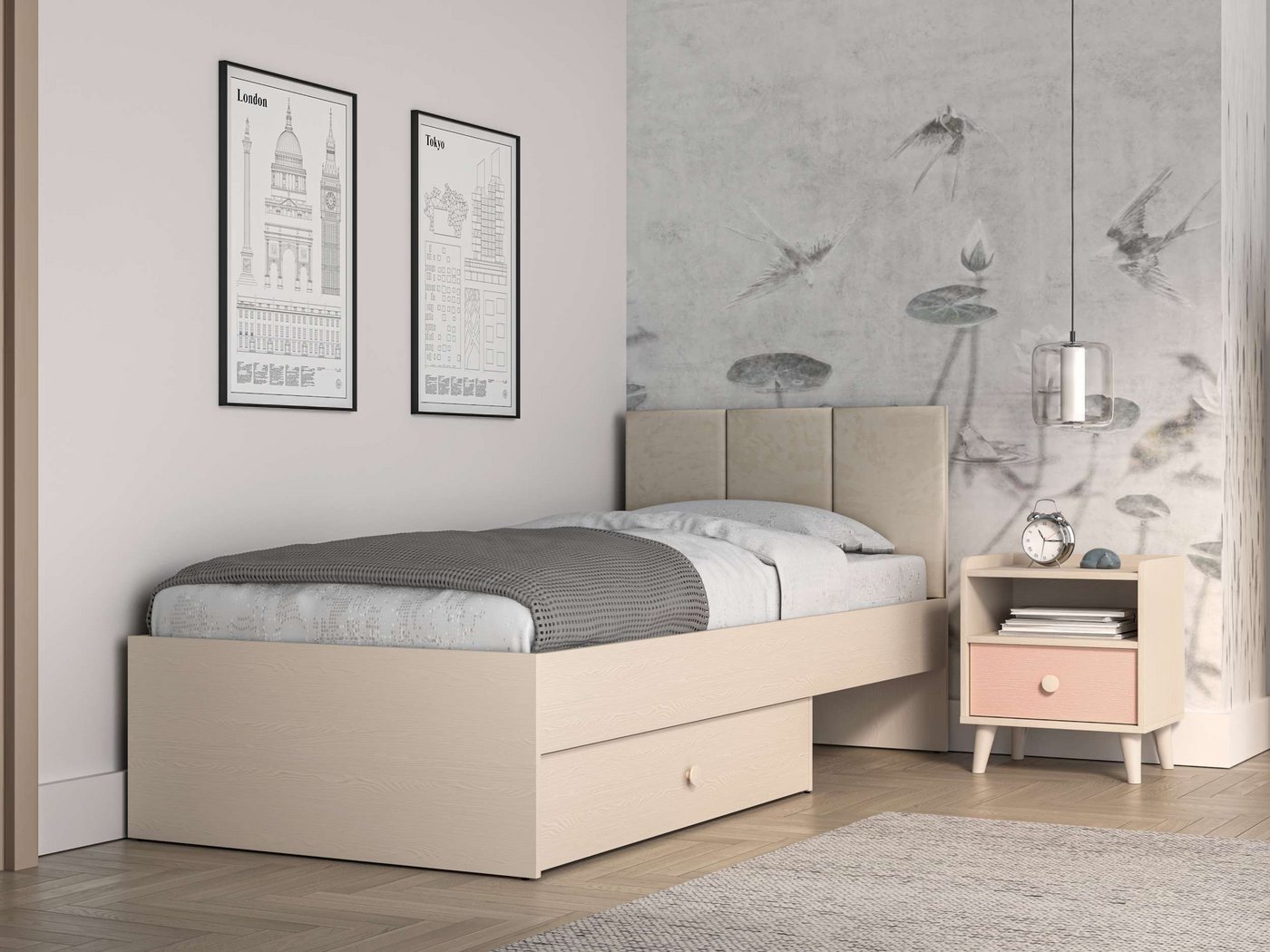 99rooms Schlafzimmer-Set Anna, (Set (2-St), Jugendzimmer-Set, Komplettset), Modern Design, für Kinderzimmer, viel Stauraum, Soft-Close Funktion von 99rooms