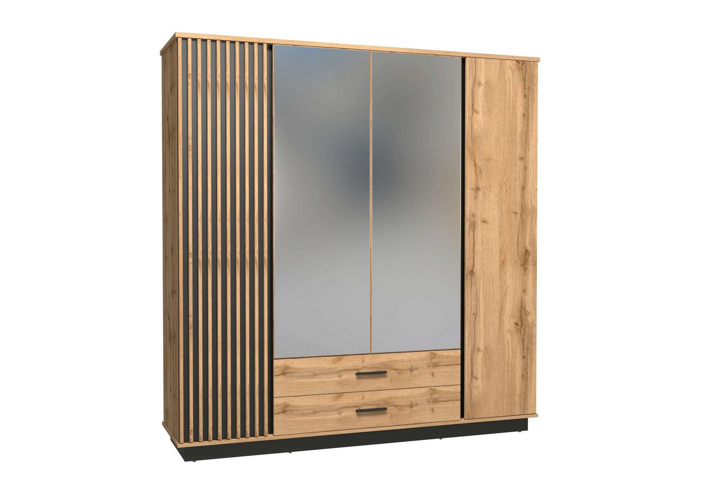 99rooms Kindertisch Melano (Kleiderschrank, Schrank, Mehrzweckschrank), Modern, mit 2 Schubladen, 5 Fächer, 4 Einlegeböden, Kleiderstange von 99rooms