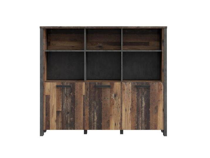 99rooms Standregal Califfo, Sideboard, Kommode, Schrank, mit 6 offene Fächer, viel Stauraum, 3-türig, Modern Design von 99rooms