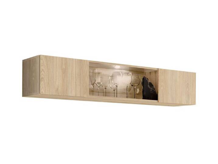 99rooms Vitrine Fli T52 (Hängevitrine, Glasvitrine, Wohnmöbel) nach oben öffnende Tür mit mit Push-to-Open, mit LED, Jackson Hickory von 99rooms