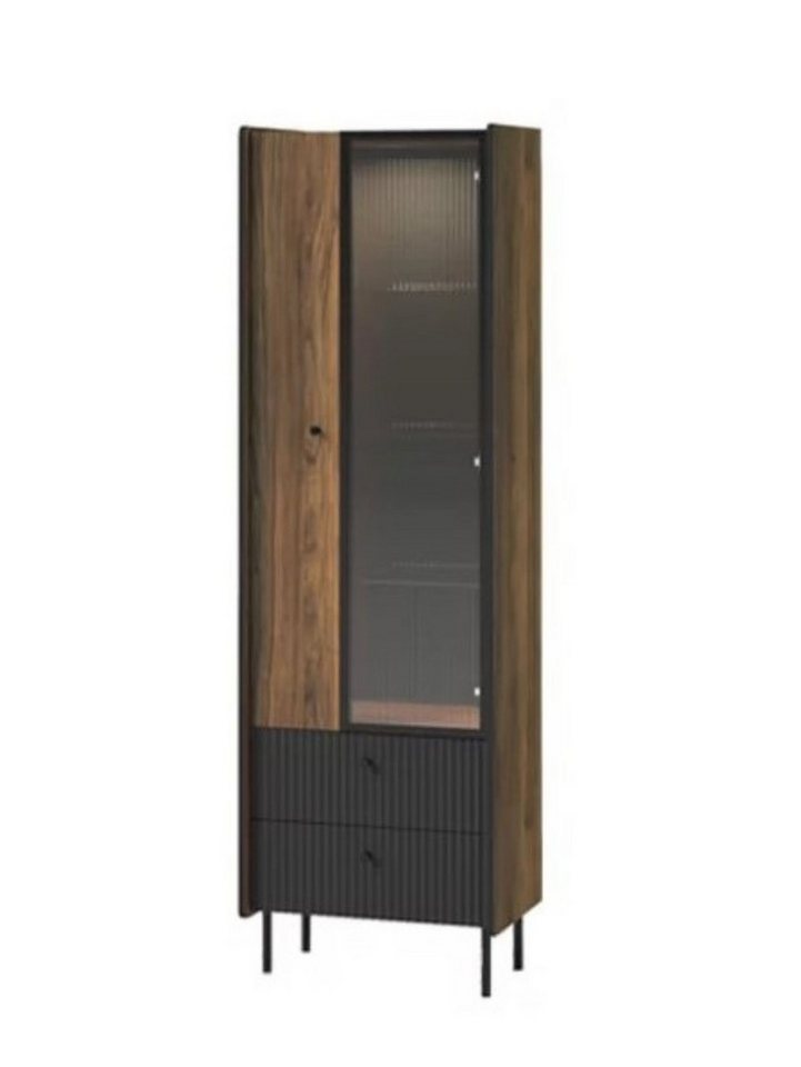99rooms Vitrine Gostin (Standvitrine, Wohnmöbel) Modern Design, 2 Schubladen, 3 Glaseinlegeböden, LED-Beleuchtung von 99rooms