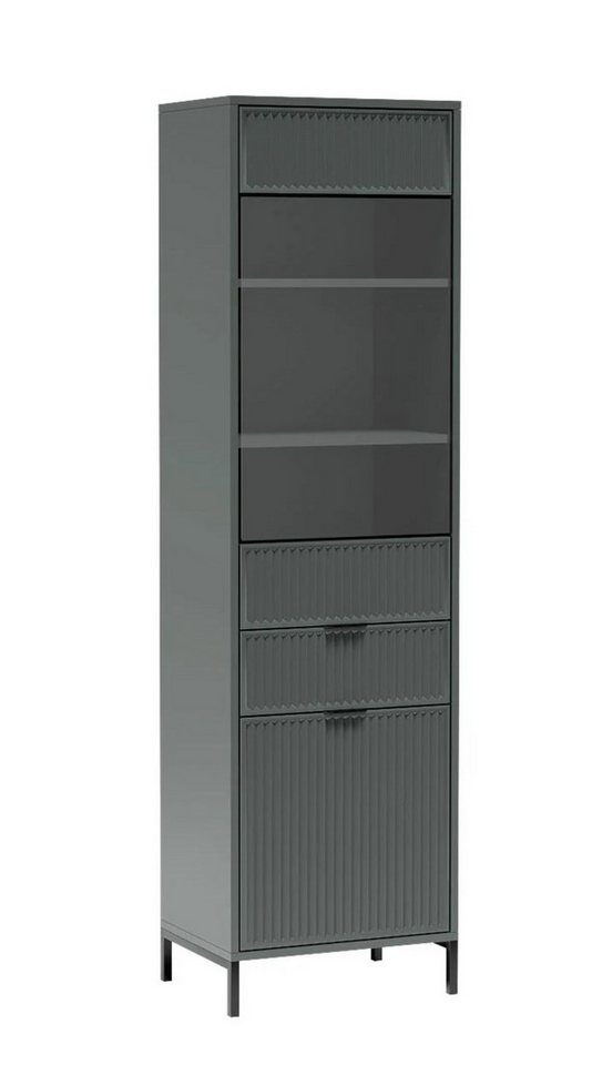 99rooms Vitrine Klink (Standvitrine, Wohnmöbel) Stilvolles Design, Soft-Close, geriffelte Elemente, ABS-Schutzkanten von 99rooms