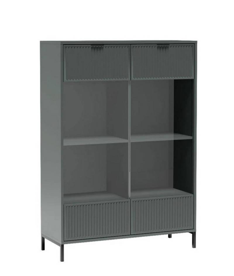 99rooms Vitrine Klink (Standvitrine, Wohnmöbel) Stilvolles Design, Soft-Close, geriffelte Elemente, LED-Beleuchtung von 99rooms