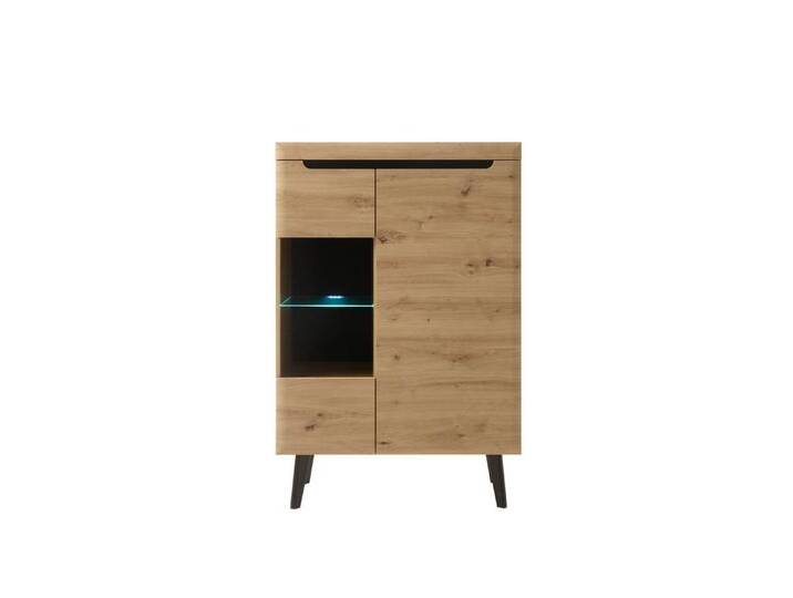 99rooms Vitrine Tasania (Standvitrine, Wohnmöbel) mit Glaseinlegeboden, 7 Fächer, 4 Einlegeböden, mit 2 Türen, schwarz von 99rooms