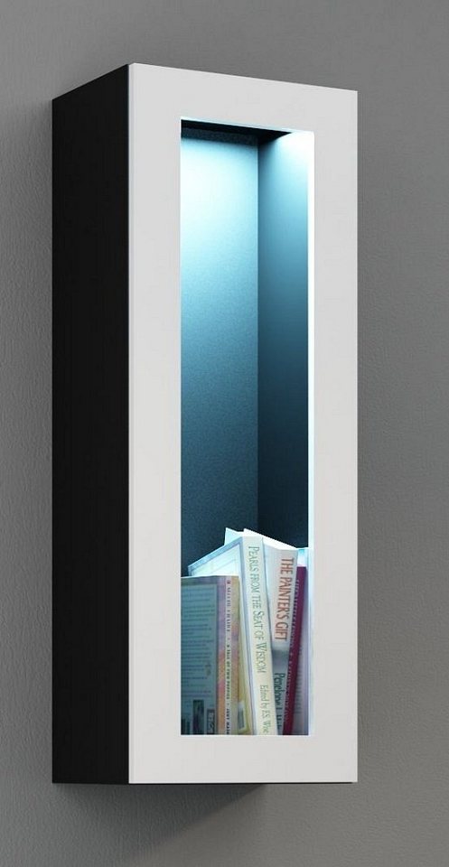 99rooms Vitrine Vago Glas 90 cm (Hängevitrine, Wohnmöbel) inkl. LED-Beleuchtung, Glaselemente, mit Push-to-Open, Hochglanzfront, Modern Design von 99rooms