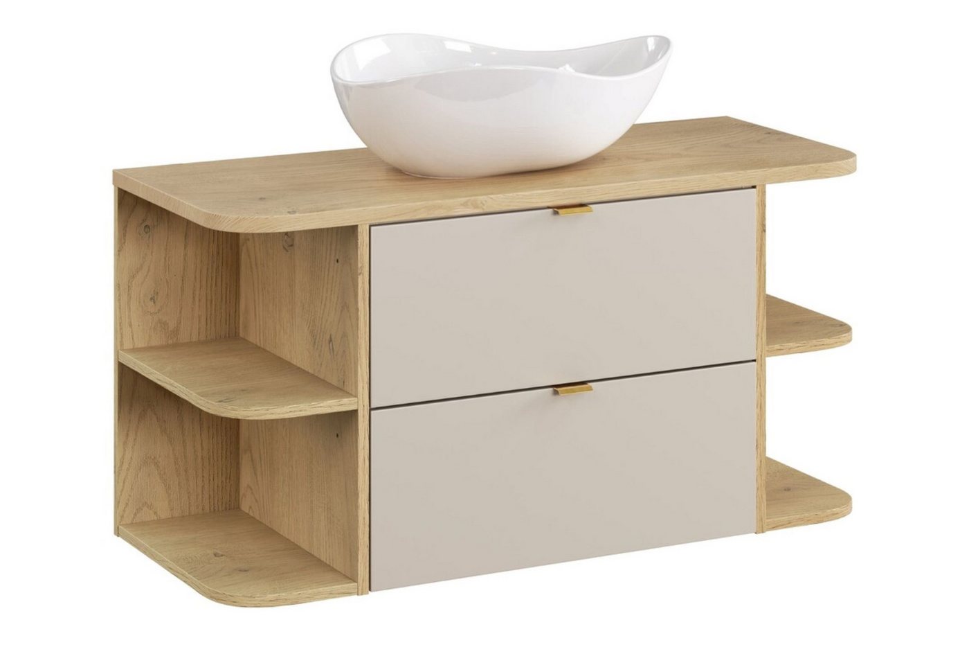 99rooms Waschbeckenunterschrank Dalina (Waschtisch, Waschbeckenunterschrank) Mit Schubladen, zwei Regalen, mit und ohne Waschbecken von 99rooms