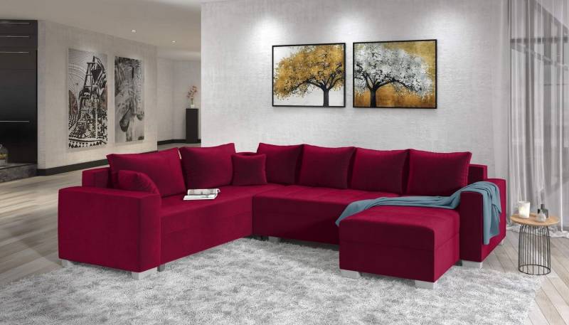 99rooms Wohnlandschaft Aterno, U-Form, Sofa, mit Bettfunktion und Bettkasten, Ottomane links oder rechts bestellbar von 99rooms