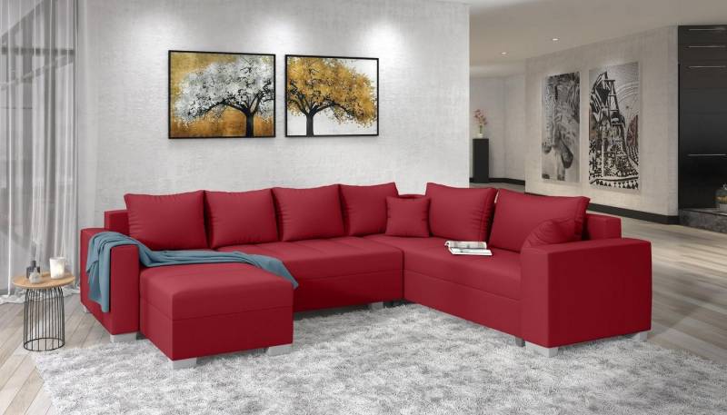 99rooms Wohnlandschaft Aterno, U-Form, Sofa, mit Bettfunktion und Bettkasten, Ottomane links oder rechts bestellbar von 99rooms