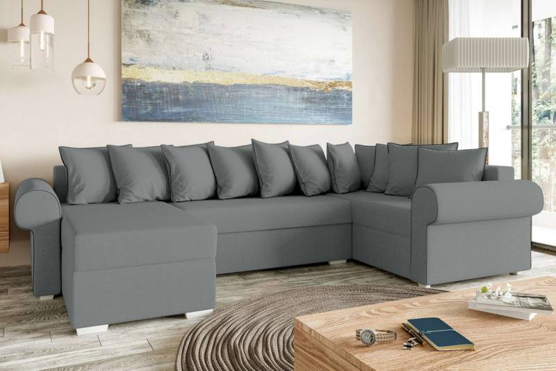 99rooms Wohnlandschaft Pedro, U-Form, Couch, Ottomane links oder rechts bestellbar, mit Bettfunktion, Modern von 99rooms