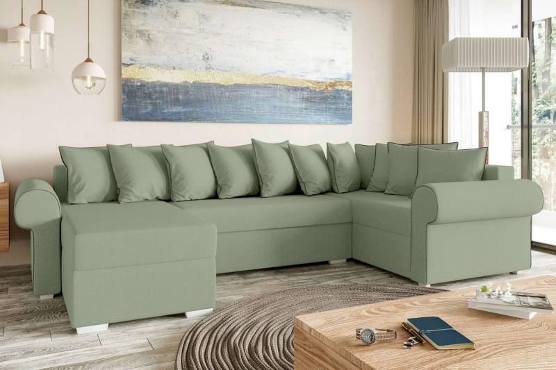 99rooms Wohnlandschaft Pedro, U-Form, Couch, Ottomane links oder rechts bestellbar, mit Bettfunktion, Modern von 99rooms