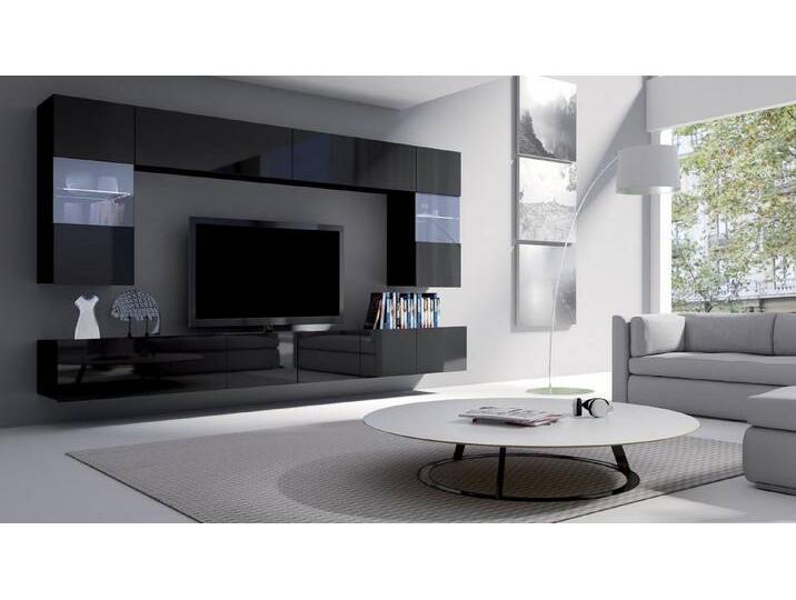 99rooms Wohnwand Bietula, (Set (6-St), Wohnzimmer-Set), hängbar, schwarz, ohne LED-Beleuchtung, Schwarz Hochglanz von 99rooms