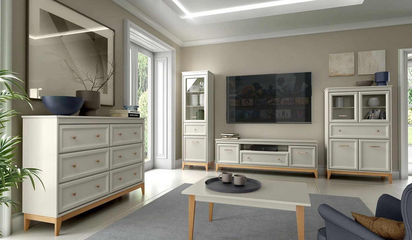 99rooms Wohnwand Dore, (Set (5-St), Wohnmöbel, Wohnzimmer-Set), Stilvolles Design mit natürlicher Ausstrahlung, Soft-Close-Funktion von 99rooms