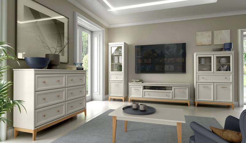 99rooms Wohnwand Dore, (Set (5-St), Wohnmöbel, Wohnzimmer-Set), Stilvolles Design mit natürlicher Ausstrahlung, Soft-Close-Funktion von 99rooms