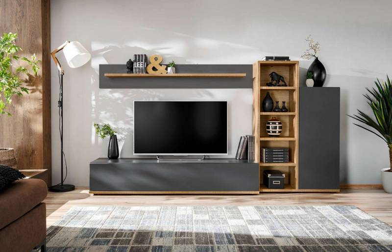 99rooms Wohnwand Fabrizia III, (Wohnzimmer-Set, Wohnmöbel), Schrank, Lowboard, Regal, Wandregal, mit Push-to-Open von 99rooms