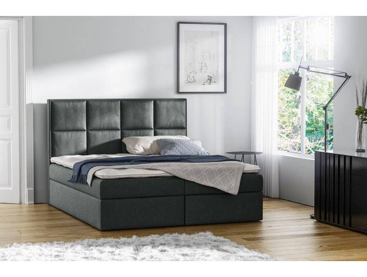 Amelio Boxspringbett Strukturstoff 160x200 cm Dunkelgrau Amelio Boxspringbett Strukturstoff 160x200 cm Dunkelgrau von 99rooms