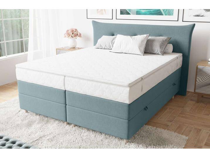 Amur Boxspringbett 160x200 cm Strukturstoff INARI Pastellblau Bonell-Federung Amur Boxspringbett 160x200 cm Strukturstoff INARI Pastellblau Bonell-Federung von 99rooms