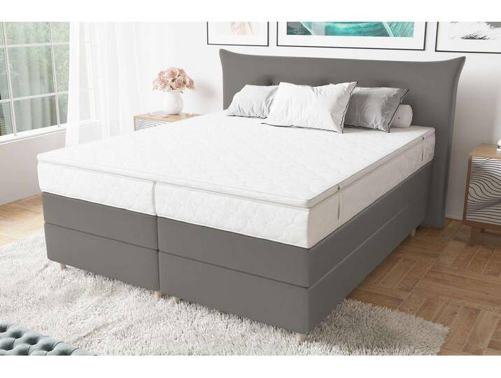 Amur Boxspringbett 180x200 cm Kunstleder MADRYT Beton Bonell-Federung von 99rooms