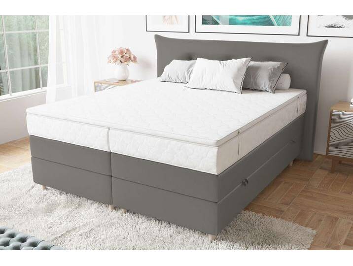 Amur Boxspringbett 180x200 cm Kunstleder MADRYT Beton Bonell-Federung von 99rooms