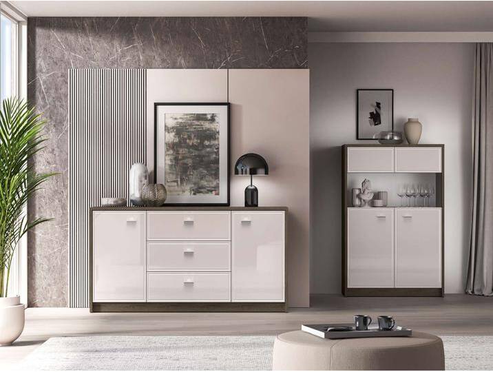 Andriana Wohnzimmerset Dunkle Eiche Kaschmir mit LED-Beleuchtung Andriana Wohnzimmerset Dunkle Eiche Kaschmir mit LED-Beleuchtung von 99rooms