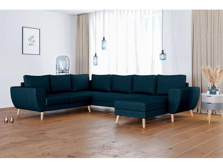 Apollo Wohnlandschaft Strukturstoff LARS Dunkelblau Rechts von 99rooms