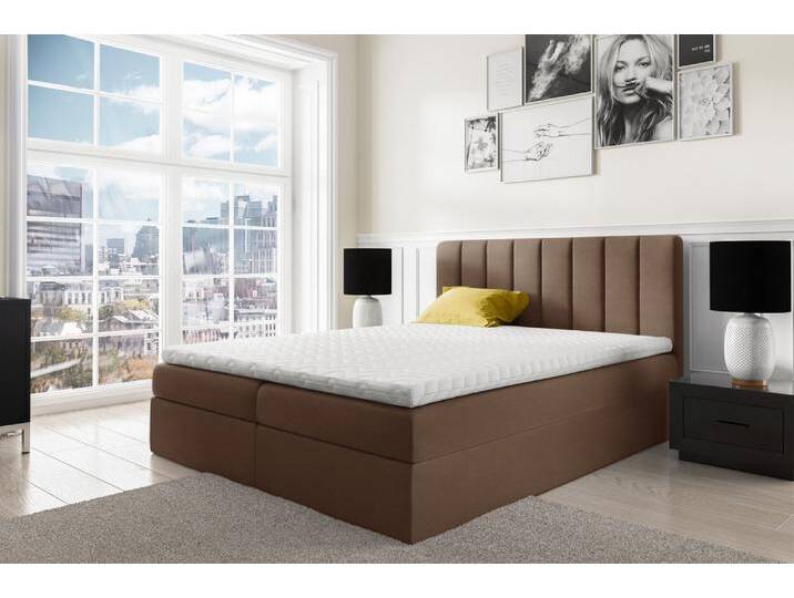 Arcelia Boxspringbett Kunstleder SOFT Hellbraun 120x200 cm von 99rooms