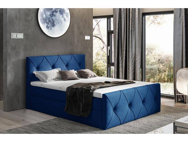 Arian Lux Boxspringbett Velours 180x200 cm Dunkelblau Arian Lux Boxspringbett Velours 180x200 cm Dunkelblau von 99rooms