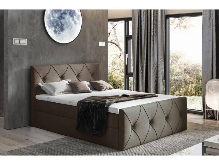 Arian Lux Boxspringbett Velours 200x200 cm Braun von 99rooms