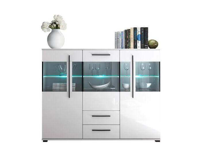 Artana Highboard Weiß Matt Weiß Hochglanz von 99rooms