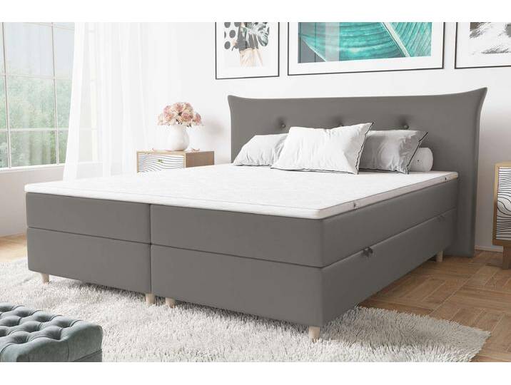 Artemis Boxspringbett 180x200 cm Kunstleder MADRYT Beton Taschen-Federung von 99rooms