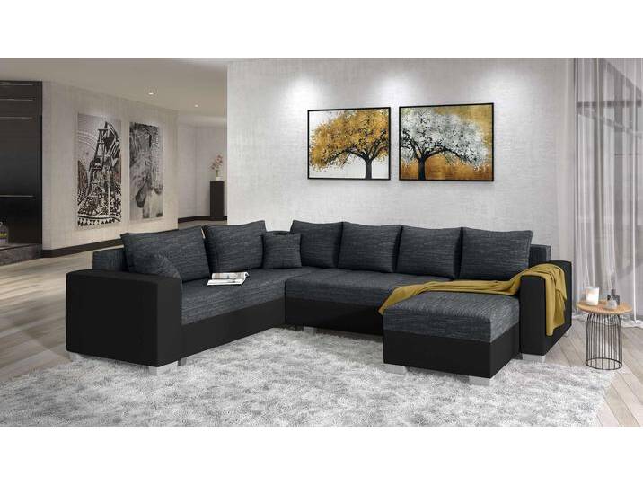 Aterno Wohnlandschaft Schwarz Dunkelgrau Rechts Kunstleder MADRYT Strukturstoff BERLIN Aterno Wohnlandschaft Schwarz Dunkelgrau Rechts Kunstleder MADRYT Strukturstoff BERLIN von 99rooms