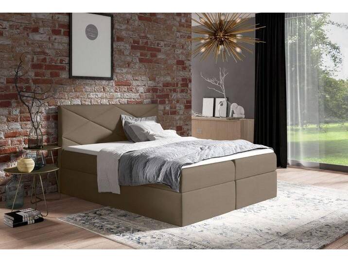 Aurelio Boxspringbett 200x200 cm Kunstleder SOFT Hellbraun Aurelio Boxspringbett 200x200 cm Kunstleder SOFT Hellbraun von 99rooms