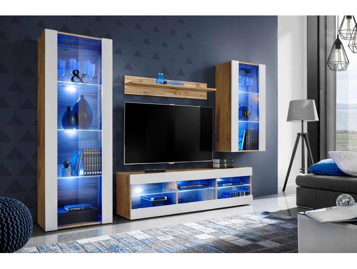Azara Wohnzimmerset II Wotan Eiche Weiß ohne LED-Beleuchtung Azara Wohnzimmerset II Wotan Eiche Weiß ohne LED-Beleuchtung von 99rooms