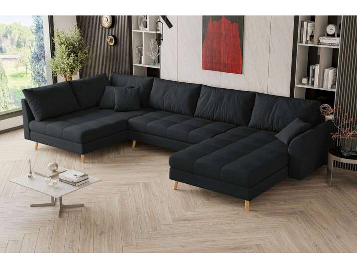 Bello Wohnlandschaft Strukturstoff NEVE Schwarz Links von 99rooms