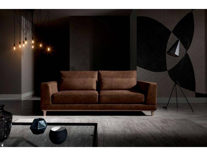 Berna Einzelsofa Strukturstoff - Leder-Optik PRESTON Braun von 99rooms