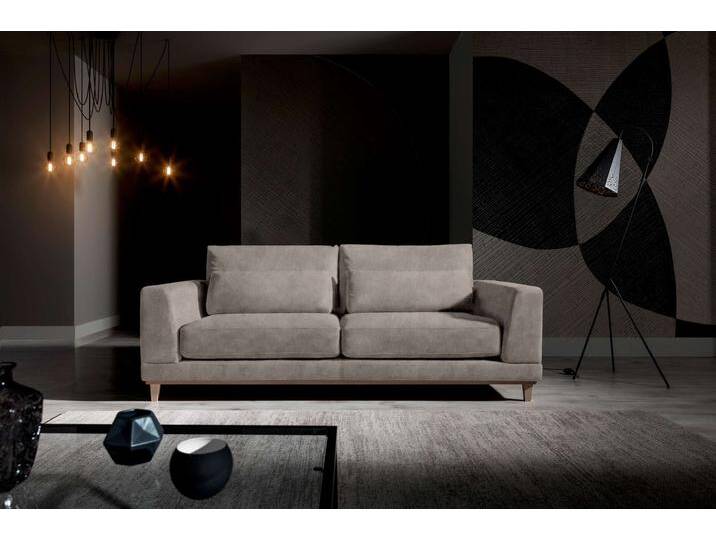 Berna Einzelsofa Strukturstoff - Leder-Optik PRESTON Grau von 99rooms