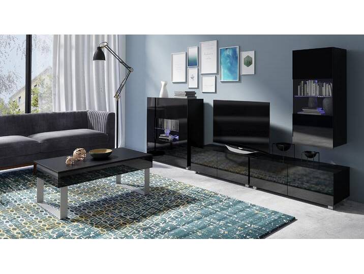 Bietula Wohnzimmerset X Schwarz Hochglanz ohne LED-Beleuchtung von 99rooms