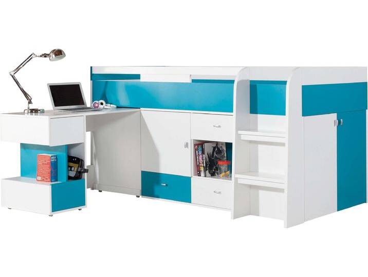 Bond Funktionsbett III Weiß Hochglanz Türkis von 99rooms