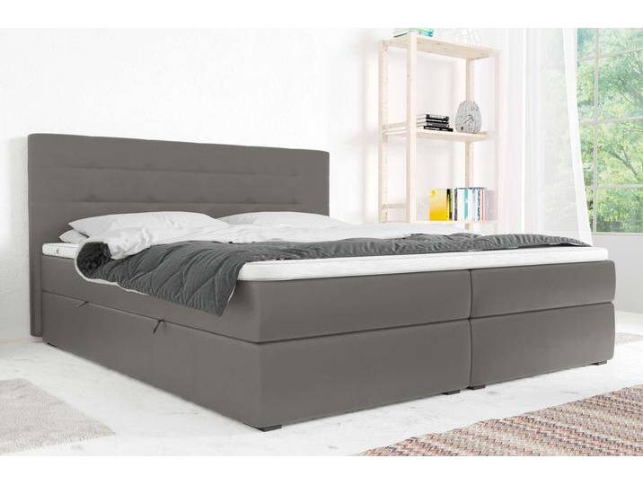 Bonvito Boxspringbett Beton Kunstleder MADRYT Taschen-Federung 180x200 cm von 99rooms