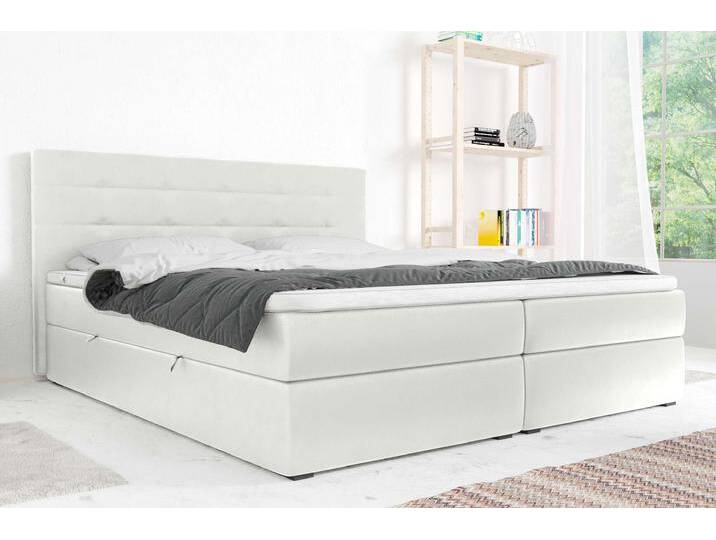Bonvito Boxspringbett Weiß Kunstleder MADRYT Taschen-Federung 140x200 cm Bonvito Boxspringbett Weiß Kunstleder MADRYT Taschen-Federung 140x200 cm von 99rooms