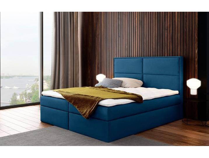 Charles Boxspringbett Strukturstoff INARI 160x200 cm Dunkelblau von 99rooms
