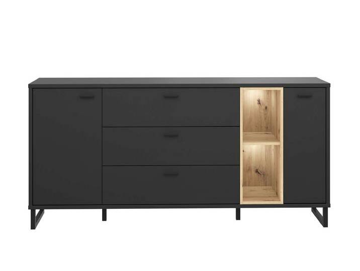 Cynthia Kommode Schwarz Eiche Artisan Dekor mit LED-Beleuchtung von 99rooms