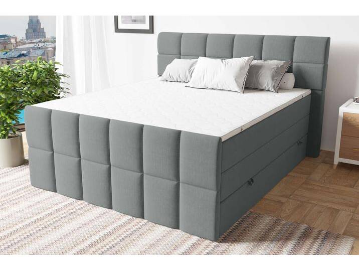 Dario Boxspringbett Strukturstoff INARI Hellgrau 140x200 cm Taschen-Federung von 99rooms