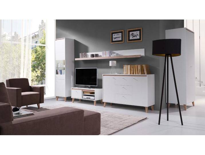 Dodo Wohnzimmerset V Weiß Sanremo Eiche Dodo Wohnzimmerset V Weiß Sanremo Eiche von 99rooms