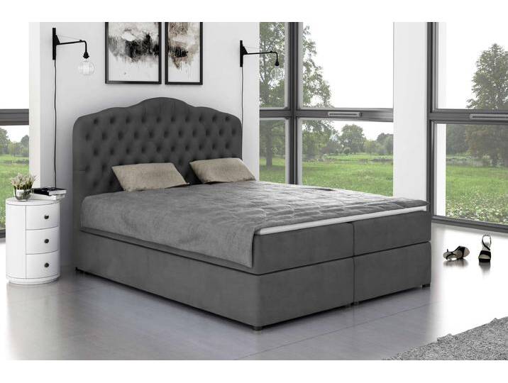 Dorin Boxspringbett Kunstleder CAYENNE Beton 160x200 cm mit Topper von 99rooms